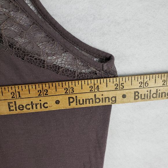 Maurices Plus Women's 3X Beaded Rhinestone Neck Dressy Tank Top Brown Lace Trim - Picture 5 of 8